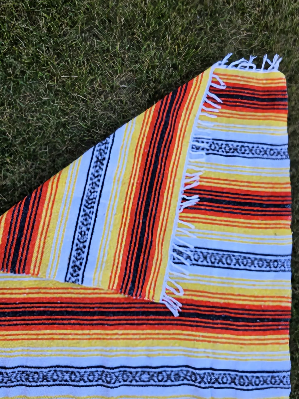 Artesanias F.R. Mexican Falsa Blanket 67x41 Boho Serape Throw